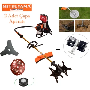 Japon Toprak Çapalama Makinesi + Sırt Tırpan (2 Adet Çapa Aparatı)