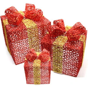 Yılbaşı Çam Ağacı Hediye Paketi Küçük Boy Kırmızı-Altın 16*16*16 CM