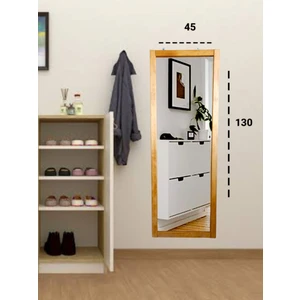 Tütün Renk Ahşap Çerçeve Duvar Hol Boy Ayna (130X45) Tütün