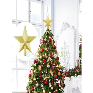 20 cm Gold Dore Simli Işıltılı Noel Christmas Yılbaşı Ağaç Konsept Süsleme Tepe Yıldızı