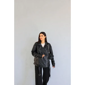 Oversize Siyah Deri Ceket