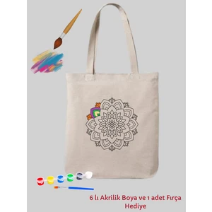 Mandala Boyama Çantası Hobi 35*40 cm Hediye Ham Bez Çanta Boyama