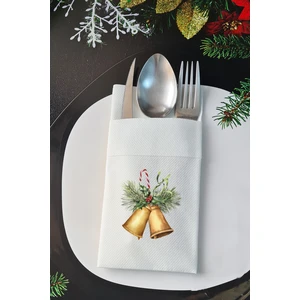 Kumaş Dokulu Yılbaşı Çanları Yılbaşı Sofrası - Yeni Yıl Peçetesi