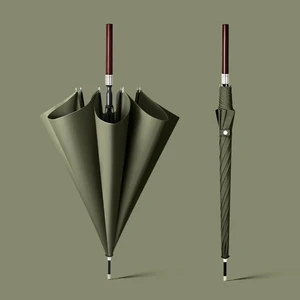 8 Kaburgalı Kalınlaştırılmış Güçlü Rüzgara Dayanıklı Çift Şemsiye Otomatik Ahşap Uzun Saplı Şemsiye (Yurt Dışından)