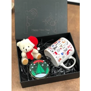Masalsı Concept Kutu Içinde Yeni Yıl Yılbaşı Hediye Seti Noel Şapkalı Anahtarlık Metal Kutuda Mum ve Baskılı Kupa
