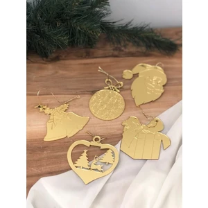 Masalsı Concept Yılbaşı Çam Ağacı Süsü 5 Adet Gold Pleksi Yeni Yıl Çam Ağacı Süs