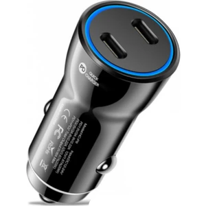 Süper Hızlı Şarj 60W Ultra Hızlı 2x Pd Type C Girişli Araç Şarj Başlığı, 12/24V Tüm Girişlere Uyumlu, Isı ve Akım Korumalı Şarj Başlığı
