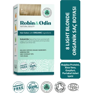 Robin & Odin Organik Amonyaksız Kalıcı Saç Boyası 8 Light Blonde / Açık Sarı