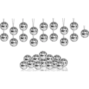 30 Paket Disko Topu Gümüş Asılı Ayna Disko Topları Süsler Halat ile Noel Düğün Parti Müzik Festivalleri Dekor (Yurt Dışından)