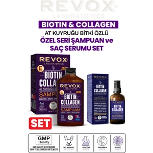 Biotin & Collagen At Kuyruğu Bitki Özlü Saç Bakım Şampuanı ve Saç Bakım Serumu İkili Set