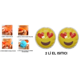 Kalpli Emoji Şekilli Cep Sobası,el Isıtıcı,2 Adet Sıcak Su Torbası Pvc  9cm