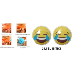 Gülen Emoji Şekilli Cep Sobası El Isıtıcı 2 Adet Sıcak Su Torbası Pvc 9 cm