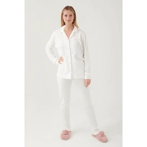 Pierre Cardin Krem Kadın Gömlek Pijama Takım