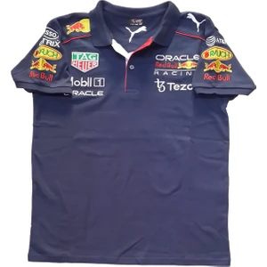 Erkek Polo Yakalı Redbull Baskılı Kısa Kollu Lacivert Tişört Etp-Hndr