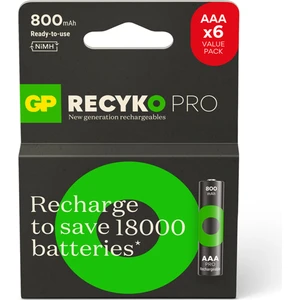 Gp Batteries Recyko Pro 800 Mah Aaa Ince Ni-Mh Şarjlı Pil, 1.2 Volt, 6'lı Kart