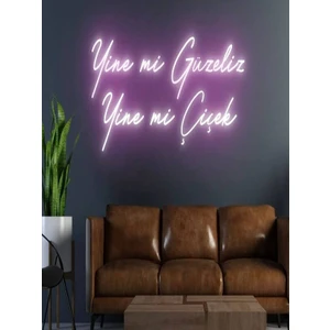 Twins Led Aydınlatma Yine Mi Güzeliz Yine Mi Çiçek Yazılı Neon Tabela