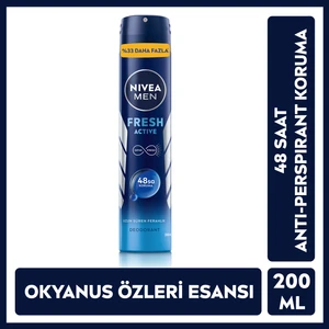 Nivea Men Erkek Sprey Deodorant Fresh Active 200 ml Ter ve Ter Kokusuna Karşı 48 Saat Deodorant Koruması