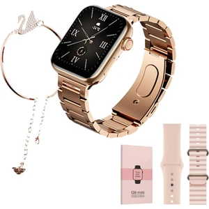 G9 Mini Gold Yetişkin 41MM Kadın Akıllı Saat 3 Kordon-Bileklik Hediyeli