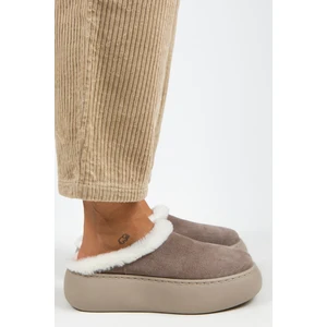 Miranda Kadın  Deri Düz Içi Kürklü Vizon Terlik