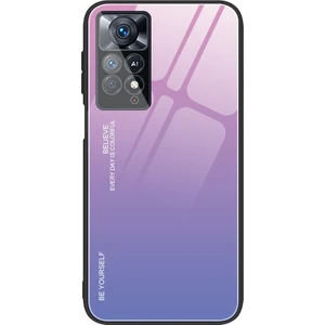 4U Sky Xiaomi Redmi Için Note 12 Pro 4g/11 Pro 4g (Mediatek)/note 11 Pro 5g (Qualcomm) Gradyan Renk Anti-Çizelge Temsil Edilmiş Cam Geri+Yumuşak Tpu Kenar Kılıf Kabuk-Pembe/mor (Yurt Dışından)