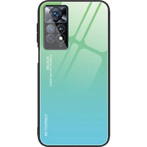 4U Sky Xiaomi Redmi Için Note 12 Pro 4g/11 Pro 4g (Mediatek)/note 11 Pro 5g (Qualcomm) Gradyan Renk Anti-Kırpma Temsilli Cam Geri+Yumuşak Tpu Kenar Kılıfı Kabuk-Cyan/mavi (Yurt Dışından)