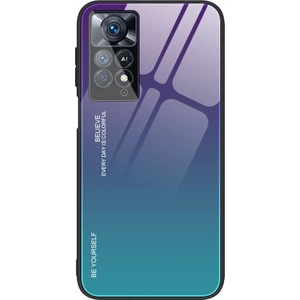 4U Sky Xiaomi Redmi Için Note 12 Pro 4g/11 Pro 4g (Mediatek)/note 11 Pro 5g (Qualcomm) Gradyan Renk Anti-Kırpma Temsilli Cam Geri+Yumuşak Tpu Kenar Kılıf Kabuk-Doğru/mavi (Yurt Dışından)