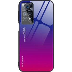 4U Sky Xiaomi Redmi Için Note 12 Pro 4g/11 Pro 4g (Mediatek)/note 11 Pro 5g (Qualcomm) Gradyan Renk Anti-Çizelge Temperli Cam Geri+Yumuşak Tpu Kenar Kılıf Kabuk-Mavi/gül (Yurt Dışından)