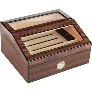 Ispanyol Sediri 2 Kat Camlı Açık Kahverengi Humidor RA93AKHV Puro Kutusu