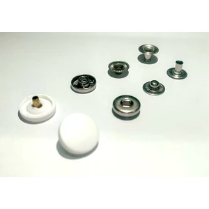 15 mm Beyaz Plastik Kapak 4'lü Çıtçıt Set(Alt Parçalar 12,5 Mm) - Paslanmaz Çelik - Nikel- 100 Takım