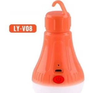 Powermaster LY-V08 Kamp Aydınlatması Şarjlı Ampul 3 Kademeli Askılı Çadır Lambası Lion Pilli
