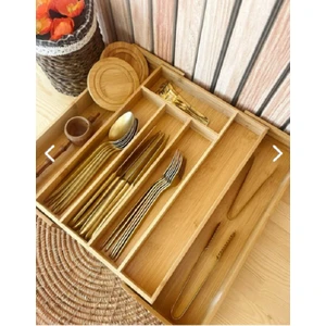 Büyük Boy Bambu Çekmece Içi Kaşıklık Çekmece Düzenleyici Kapalı (33X44) Açık (47X44)CM