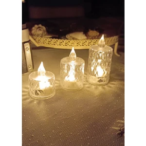 3'lü LED Mum Pilli Mum Dekoratif Mum