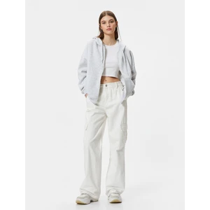 Basic Oversize Fermuarlı Sweatshirt Kapüşonlu Uzun Kanguru Cepli