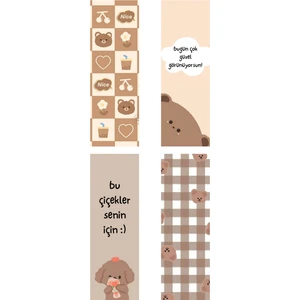 Sumicorn Design Sevimli Ayıcık Temalı Kawaii Kitap Ayracı 4'lü Set