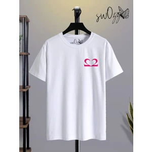 Motive Minimal Tasarımlı Yüksek Kaliteli Beyaz Penye  Tshirt