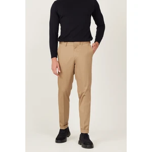 ALTINYILDIZ CLASSICS Erkek Camel Slim Fit Dar Kesim Gabardin Kumaş Desenli Pamuklu Esnek Beli Lastikli Pantolon