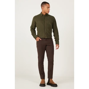 ALTINYILDIZ CLASSICS Erkek Kahverengi Slim Fit Dar Kesim 5 Cepli Desenli Esnek Pantolon