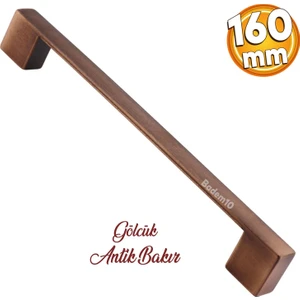 Gölcük Düz (160 mm - 16 cm) Antik Bakır Metal Mobilya Mutfak Çekmece Dolap Dolabı Kapak Kulbu Kulpu Kulpları