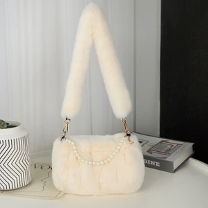 Taklit Rex Tavşan Peluş Kadın Sonbahar ve Kış Niş Tasarım Koltuk Altı Omuz El Peluş Çanta (Yurt Dışından)