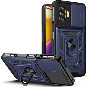 4U Sky Xiaomi Için Poco F4 Gt/redmi K50 Gaming Pc+Tpu Hibrit Kılıf Kılıf Kamera Koruma Yüzüğü Kickstand Telefon Kapak Mavisi (Yurt Dışından)