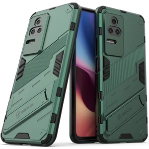 4U Sky Xiaomi Redmi K50 PRO/K50 Hard Pc+Yumuşak Tpu Şok Geçirmez Cep Telefonu Kasası Kickstand Kapak-Yeşil (Yurt Dışından)