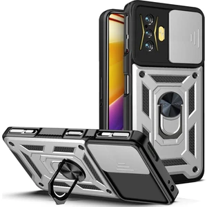 4U Sky Xiaomi Için Poco F4 Gt/redmi K50 Gaming Pc+Tpu Hibrit Kılıf Kılıf Kamera Koruma Yüzüğü Kickstand Telefon Kapak Silver (Yurt Dışından)