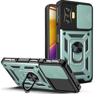 4U Sky Xiaomi Için Poco F4 Gt/redmi K50 Gaming Pc+Tpu Hibrit Kılıf Kılıf Kamera Koruma Yüzüğü Kickstand Telefon Kapak Yeşili (Yurt Dışından)