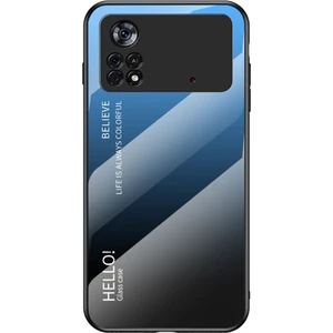 4U Sky Xiaomi Poco X4 Pro 5g Için Renk Gradyan Temsilli Cam Geri Kılıf, Parmak Izi Ücretsiz Hafif Cep Telefonu Kapak Mavisi/siyah (Yurt Dışından)