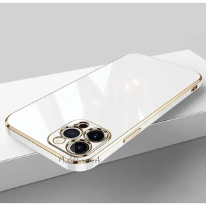 M.TK Moveteck Xiaomi Redmi 12 4g Kılıf Kamera Korumalı Parlak Gold Altın Kenarlı Yumuşak Silikon Kapak Işlemeli