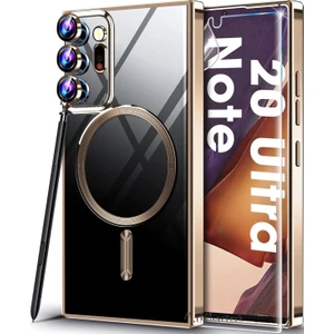 M.TK Moveteck Samsung Galaxy Note 20 Ultra Kılıf Magsafe Wirelles Şarj Destekli Parlak Renkli Kenarlı Arkası Şeffaf Kapak