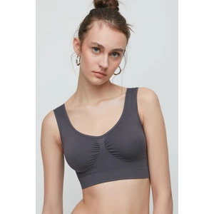 C14005 Dikişsiz Kalın Askı Büstiyer Antrasit