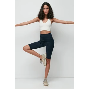 Karyoka Yüksek Bel Diz Üstü Spor Şort Tayt 9412 Lacivert