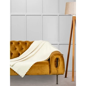 Velerde Home Jakar Şönil Kaymaz Koltuk Örtüsü Şalı Standart En 175CM x Boy 215CM Kolları Kapatmaz Süt