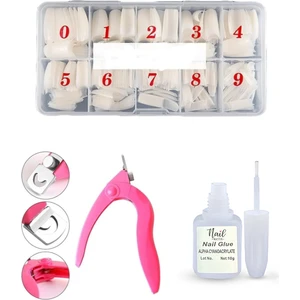 Nail Master 500'LÜ Naturel Yarım Ay Tips Tırnak + Tips Makası + Tips Yapıştırıcısı 10GR